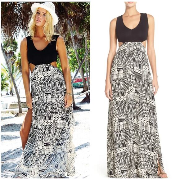 L*Space Ivory Coast Sleeveless Cutout Maxi Dress Black Small - Picture 2 of 10